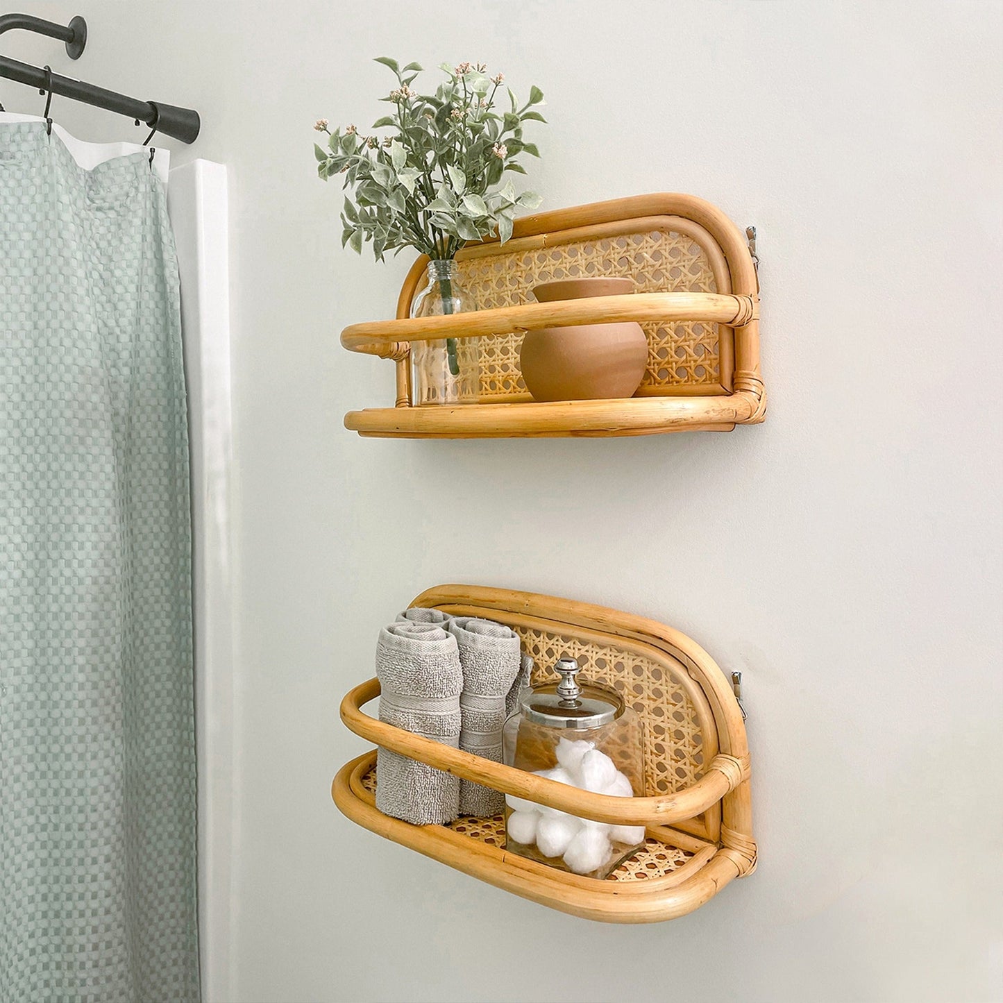 Curved Rattan Wall Shelf - Single Tier