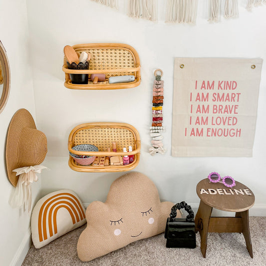 Curved Rattan Wall Shelf - Single Tier