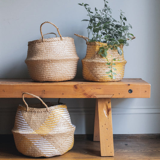 Zigzag Seagrass Wicker Planter Vase Set Of 3